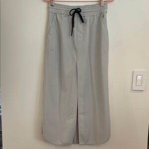 ZARA Light Grey Athletic Midi-Maxi Skirt with Black Drawstring XS NEW